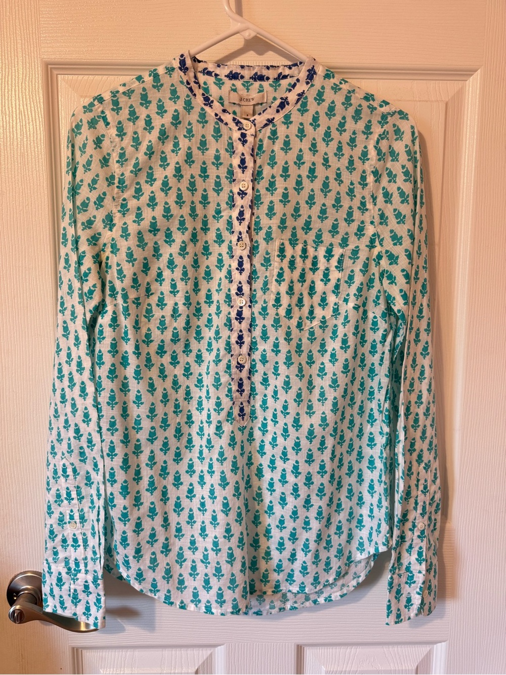 J.Crew turquoise teal blue thistle popover